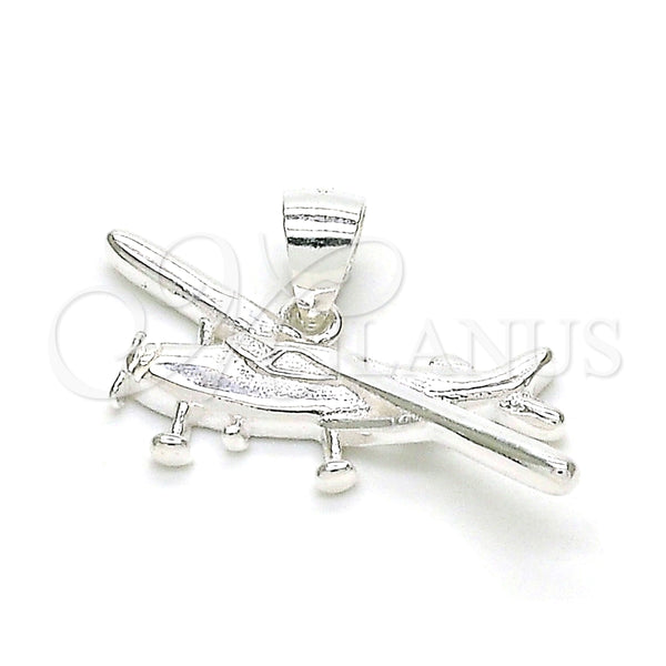 Dije Elegante 05.398.0007 Plata Rodinada, Diseño de Avión, Pulido, Crudo