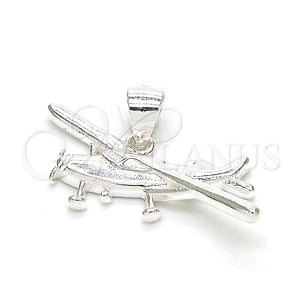 Dije Elegante 05.398.0007 Plata Rodinada, Diseño de Avión, Pulido, Crudo