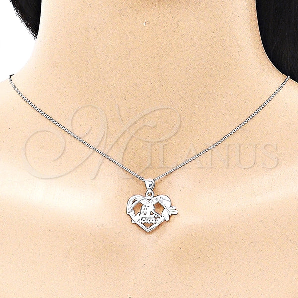 Dije Elegante 05.398.0008 Plata Rodinada, Diseño de Corazón, con Zirconia Cubica Blanca, Pulido, Crudo