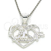 Dije Elegante 05.398.0008 Plata Rodinada, Diseño de Corazón, con Zirconia Cubica Blanca, Pulido, Crudo