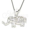 Dije Elegante 05.398.0011 Plata Rodinada, Diseño de Elefante, con Micro Pave Blanca, Pulido, Crudo