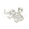Dije Elegante 05.398.0011 Plata Rodinada, Diseño de Elefante, con Micro Pave Blanca, Pulido, Crudo