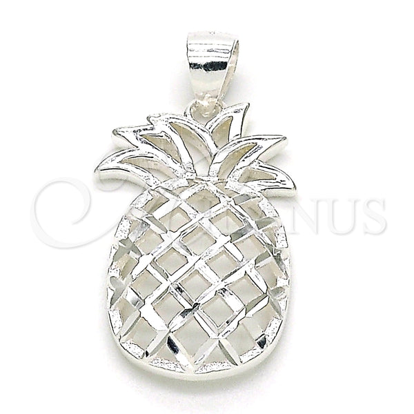 Dije Elegante 05.398.0012 Plata Rodinada, Diseño de Pina, Pulido, Crudo