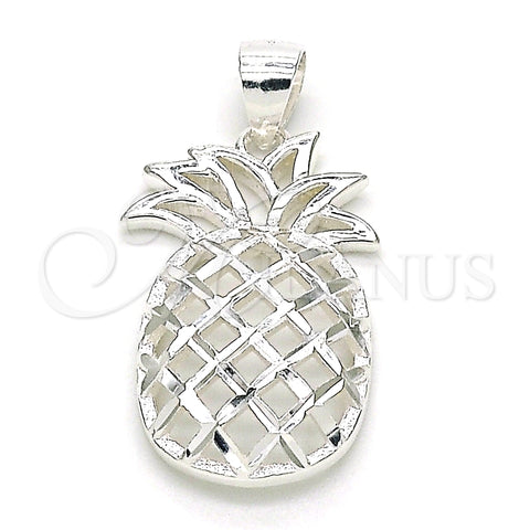 Dije Elegante 05.398.0012 Plata Rodinada, Diseño de Pina, Pulido, Crudo