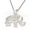 Dije Elegante 05.398.0013 Plata Rodinada, Diseño de Elefante, Pulido, Crudo