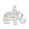 Dije Elegante 05.398.0013 Plata Rodinada, Diseño de Elefante, Pulido, Crudo