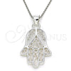 Dije Religioso 05.398.0014 Plata Rodinada, Diseño de Mano de Dios, Pulido, Crudo
