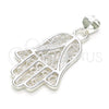 Dije Religioso 05.398.0014 Plata Rodinada, Diseño de Mano de Dios, Pulido, Crudo