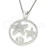 Dije Elegante 05.398.0015 Plata Rodinada, Diseño de Concha, con Micro Pave Blanca, Pulido, Crudo