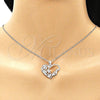 Dije Elegante 05.398.0016 Plata Rodinada, Diseño de Corazón y Mama, con Zirconia Cubica Blanca, Pulido, Crudo