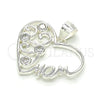 Dije Elegante 05.398.0016 Plata Rodinada, Diseño de Corazón y Mama, con Zirconia Cubica Blanca, Pulido, Crudo