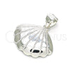 Dije Elegante 05.398.0018 Plata Rodinada, Diseño de Concha, Pulido, Crudo