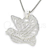 Dije Elegante 05.398.0019 Plata Rodinada, Diseño de Pajaro, Pulido, Crudo