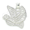 Dije Elegante 05.398.0019 Plata Rodinada, Diseño de Pajaro, Pulido, Crudo