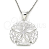 Dije Elegante 05.398.0020 Plata Rodinada, Diseño de Flor, Pulido, Crudo