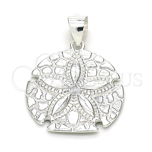 Dije Elegante 05.398.0020 Plata Rodinada, Diseño de Flor, Pulido, Crudo