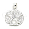 Dije Elegante 05.398.0020 Plata Rodinada, Diseño de Flor, Pulido, Crudo