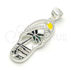 Dije Elegante 05.398.0024 Plata Rodinada, Diseño de Zapato y Palmera, Esmaltado Multicolor, Crudo