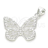 Dije Elegante 05.398.0026 Plata Rodinada, Diseño de Mariposa, Pulido, Crudo