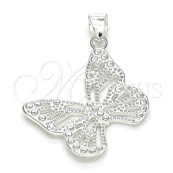 Dije Elegante 05.398.0026 Plata Rodinada, Diseño de Mariposa, Pulido, Crudo