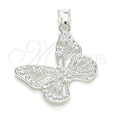 Dije Elegante 05.398.0026 Plata Rodinada, Diseño de Mariposa, Pulido, Crudo