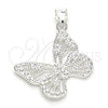 Dije Elegante 05.398.0026 Plata Rodinada, Diseño de Mariposa, Pulido, Crudo