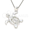 Dije Elegante 05.398.0028 Plata Rodinada, Diseño de Tortuga, con Micro Pave Blanca, Pulido, Crudo