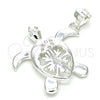 Dije Elegante 05.398.0028 Plata Rodinada, Diseño de Tortuga, con Micro Pave Blanca, Pulido, Crudo