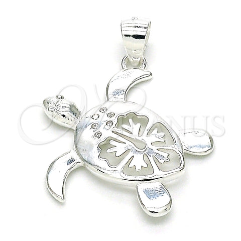 Dije Elegante 05.398.0028 Plata Rodinada, Diseño de Tortuga, con Micro Pave Blanca, Pulido, Crudo