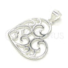 Dije Elegante 05.398.0029 Plata Rodinada, Diseño de Corazón, Pulido, Crudo
