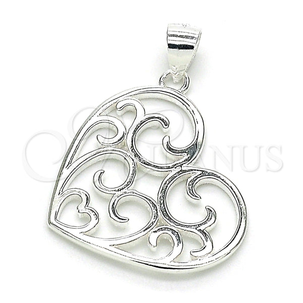 Dije Elegante 05.398.0029 Plata Rodinada, Diseño de Corazón, Pulido, Crudo