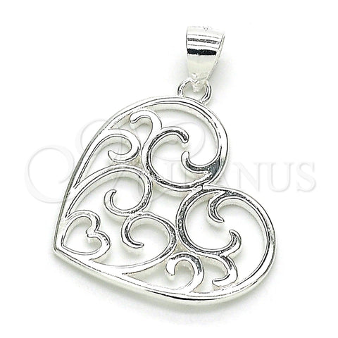 Dije Elegante 05.398.0029 Plata Rodinada, Diseño de Corazón, Pulido, Crudo