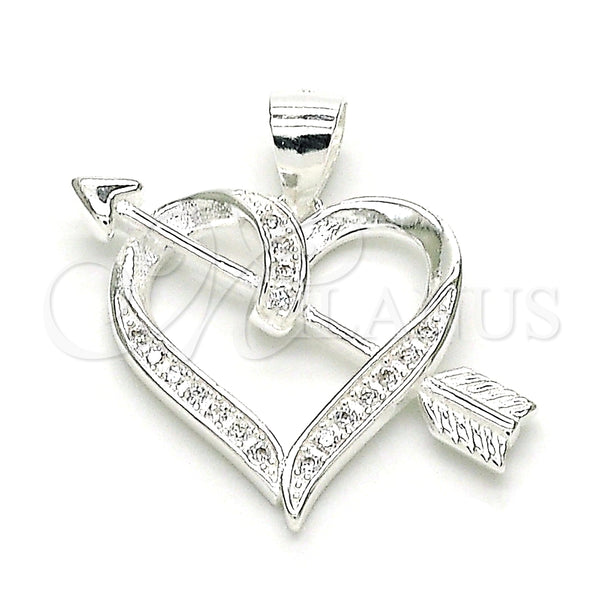 Dije Elegante 05.398.0030 Plata Rodinada, Diseño de Corazón, con Micro Pave Blanca, Pulido, Crudo
