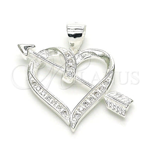 Dije Elegante 05.398.0030 Plata Rodinada, Diseño de Corazón, con Micro Pave Blanca, Pulido, Crudo