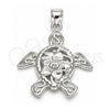 Dije Elegante 05.398.0032 Plata Rodinada, Diseño de Tortuga y Flor, Pulido, Crudo