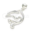 Dije Elegante 05.398.0033 Plata Rodinada, Diseño de Delfín, Pulido, Crudo