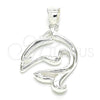 Dije Elegante 05.398.0033 Plata Rodinada, Diseño de Delfín, Pulido, Crudo