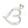 Dije Elegante 05.398.0036 Plata Rodinada, Diseño de Corazón, Pulido, Crudo