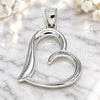 Dije Elegante 05.398.0036 Plata Rodinada, Diseño de Corazón, Pulido, Crudo