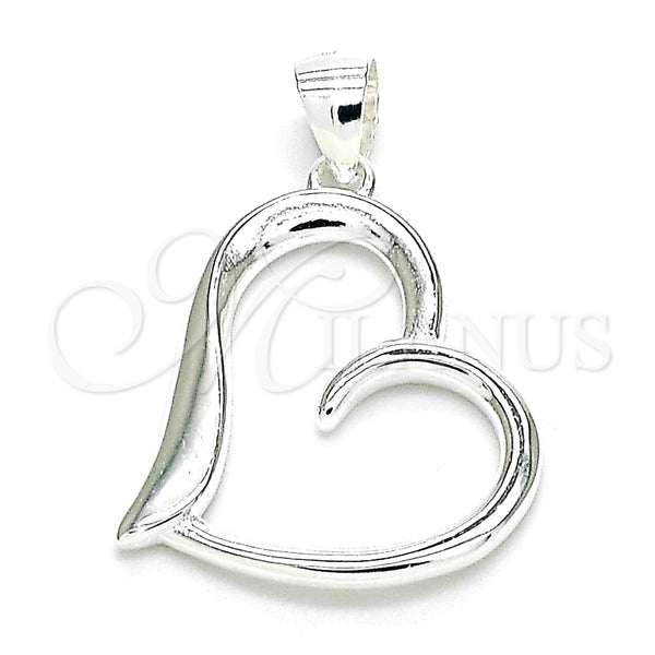 Dije Elegante 05.398.0036 Plata Rodinada, Diseño de Corazón, Pulido, Crudo