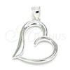 Dije Elegante 05.398.0036 Plata Rodinada, Diseño de Corazón, Pulido, Crudo