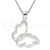 Dije Elegante 05.398.0037 Plata Rodinada, Diseño de Mariposa, Pulido, Crudo