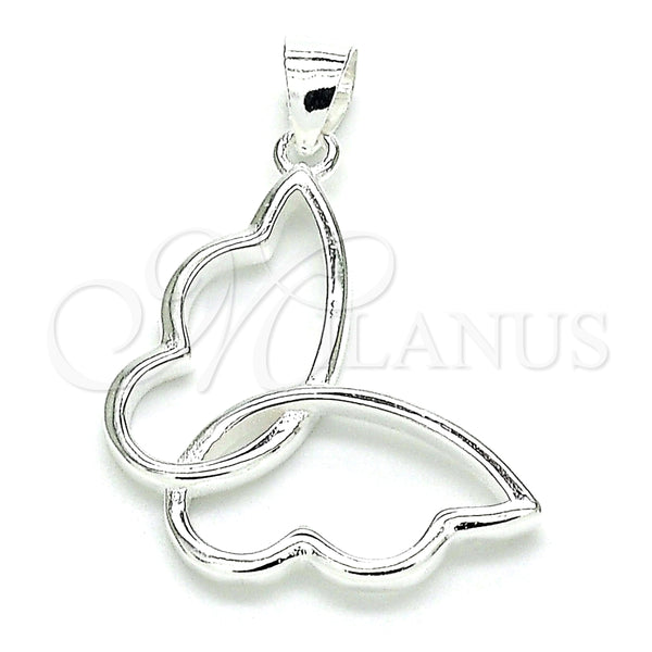 Dije Elegante 05.398.0037 Plata Rodinada, Diseño de Mariposa, Pulido, Crudo