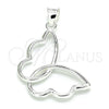 Dije Elegante 05.398.0037 Plata Rodinada, Diseño de Mariposa, Pulido, Crudo