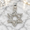 Dije Elegante 05.398.0039 Plata Rodinada, Diseño de Judaica y Estrella de Davi, Pulido, Crudo