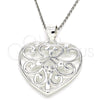 Dije Elegante 05.398.0040 Plata Rodinada, Diseño de Corazón, Pulido, Crudo