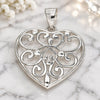 Dije Elegante 05.398.0040 Plata Rodinada, Diseño de Corazón, Pulido, Crudo