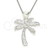 Dije Elegante 05.398.0041 Plata Rodinada, Diseño de Palmera, Pulido, Crudo