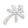 Dije Elegante 05.398.0041 Plata Rodinada, Diseño de Palmera, Pulido, Crudo