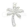 Dije Elegante 05.398.0041 Plata Rodinada, Diseño de Palmera, Pulido, Crudo